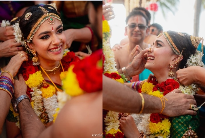 Keerthy Suresh's traditional bridal hair jewellery 